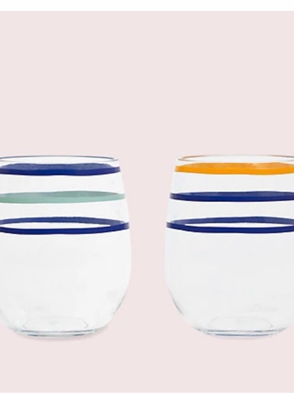 kate spade
Kate Spade Stemless Wine Glasses
- Blue, Teal & Orange